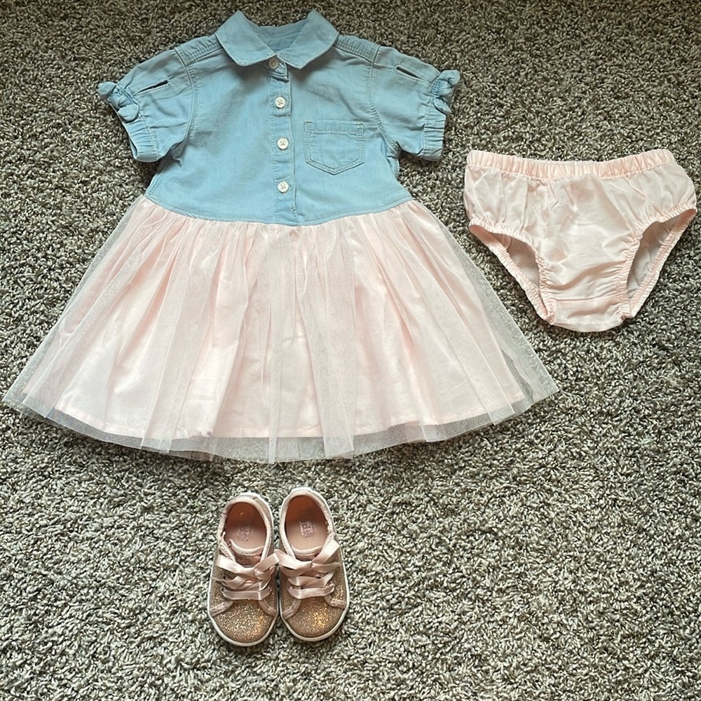 Baby Girl Outfit With Glitter Keds Sneakers.